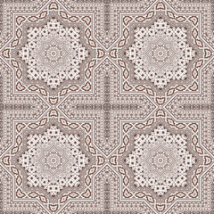 Flat italian maiolica tile seamless pattern. Ethnic structure vector patchwork. Clothes print design. Stylish italian mayolica tilework endless pattern. Line art graphic background.