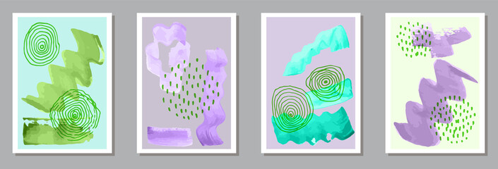 Watercolor simple banners vector set. Watercolor