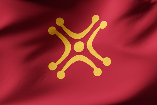 Labaro flag Cantabria. Secon flag.Close up shot. Illustration 3d.