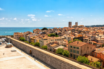 View from above on old town of Antibes, France. - obrazy, fototapety, plakaty