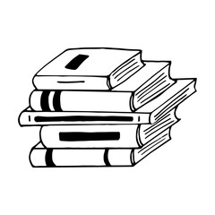 books stack icon. sketch hand drawn doodle style. vector, minimalism, monochrome. library, learning, reading.