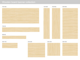 Wooden board banner collection 木の板のバナーセット
