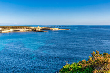 Beautiful cliffs of Malta at the Marsaxlokk village