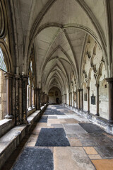 Cloisters Interior Arches 13th Century Westminster Abbey Church London, England.