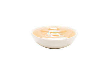 Mushroom sauce in a bowl isolated on white background.