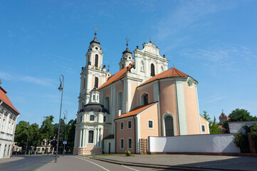 Fototapeta na wymiar St. Catherine's Church is a Roman Catholic church, the main building of the complex ensemble of the Benedictine monastery, one of the most beautiful churches in Vilnius