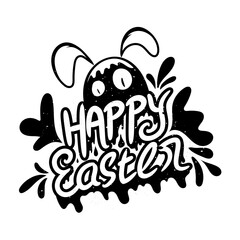 Happy easter with colorless lettering slogan