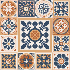 Portuguese floor ceramic tiles azulejo design, mediterranean pattern