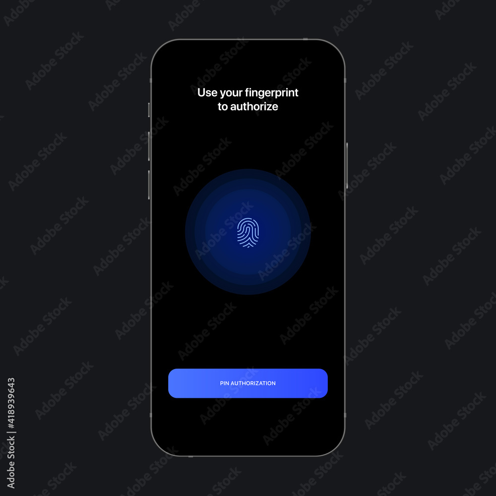 Poster fingerprint authorization ui screen concept. analytics app. vector illustration