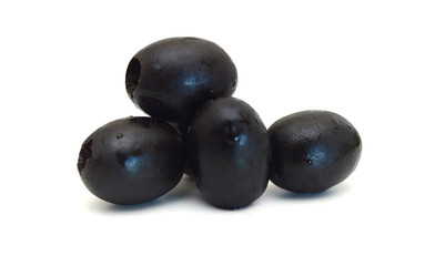 Olives on twig isolated on white background