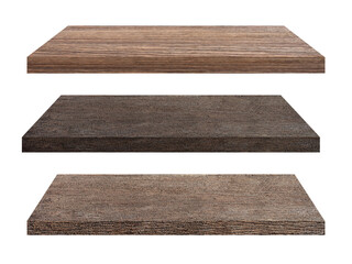 Wooden shelf isolated on white background,wood texture,Place the product,with clipping paths.
