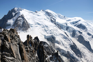 Fototapeta na wymiar Summer glacier landscape, Aiguille du Midi 3842m, Chamonix, France.