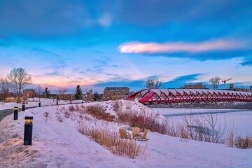 Vibrant Cloudscape Sky Over A Wintry Peace Bridge