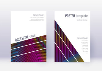 Geometric cover design template set. Rainbow abstr