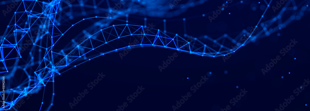 Aufkleber Digital technology background. Network connection dots and lines. Futuristic background for presentation design. 3d