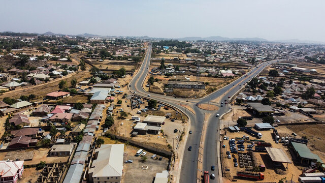 Aerial view of downtown Jos city Nigeria