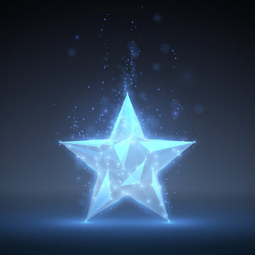 Geometric Blue Star With Light Effect