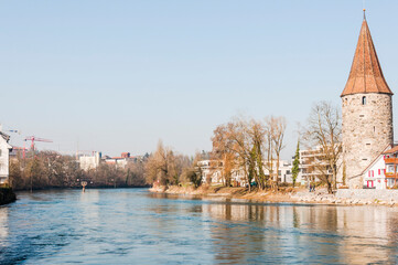 Bremgarten, Altstadt, Hexenturm, Wehrbau, Unterstadtmauer, Turm, Reuss, Fluss, Reussufer,...