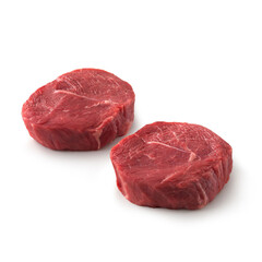 Close-up view of fresh raw Chuck Tender Steak Chuck Cut in isolated white background