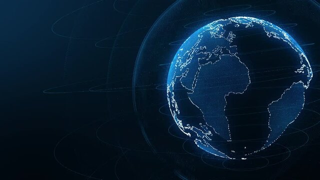Digital earth rotating,Concept 3d animation social future technology abstract business scientific global network,animation digital grid data communication technology background.