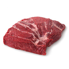 Close-up view of fresh raw Denver Roast Chuck Cut in isolated white background