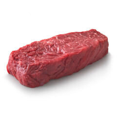 Close-up view of fresh raw Denver Steak Chuck Cut in isolated white background