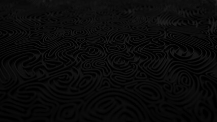 Black curved maze labyrinth background wallpaper with dof focus	