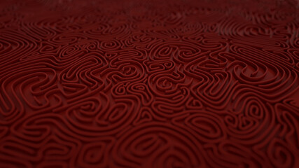 Red curved labyrinth maze background wallpaper with dof focus	