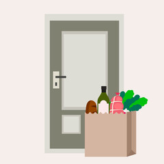 Food delivery service concept. the courier brought food. Vector illustration 