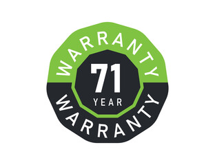 71 year warranty logo isolated on white background. 71 years warranty image