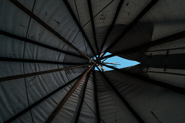 view from inside of a teepee