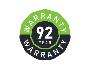 92 year warranty logo isolated on white background. 92 years warranty image