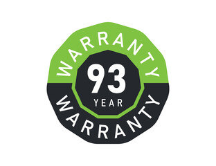 93 year warranty logo isolated on white background. 93 years warranty image