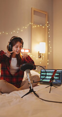 woman live stream at home