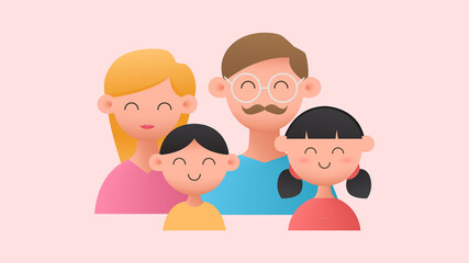 family cartoon character colorfull design