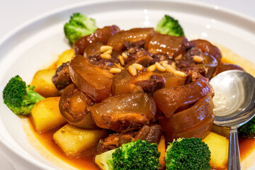 A delicious Chinese Cantonese dish with oxtail stewed in sauce