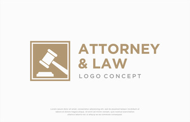 Attorney and law, judge hammer icon logo design template vector