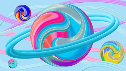 Ultra HD Colorful Abstract 3d marble Planet Background Design | 3D illustration