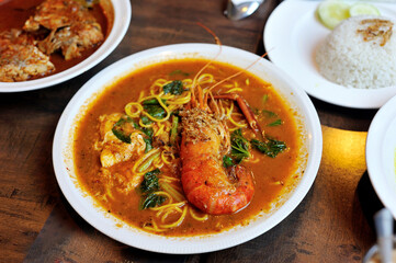 Mee Bandung Udang Galah (Malaysian Giant Prawn Noodle). 