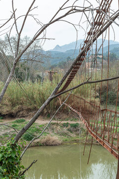 Ruins of an old bridge to cross the Llobregat river between the towns of Olesa de Montserrat and Esparraguera