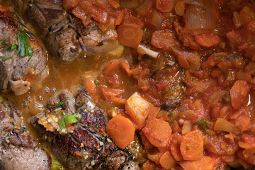 Tasty roulades beef on plate..