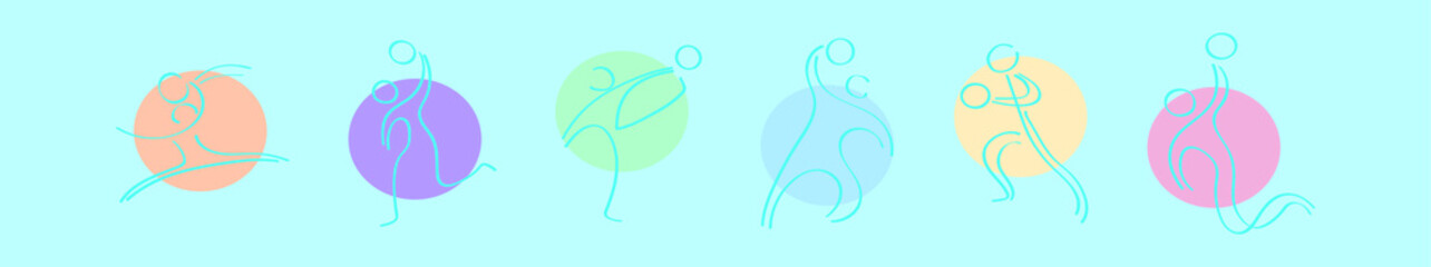 set of handball cartoon icon design template with various models. vector illustration isolated on blue background