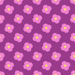 Floral seamless pattern in purple tones with hand drawn flower simple print. Purple and lilac tones.