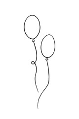 two balloons - vector doodle style drawing