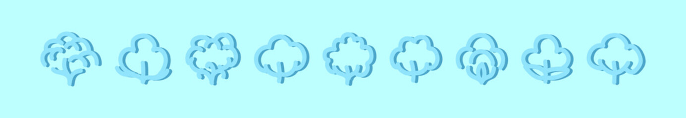 set of cotton flower cartoon icon design template with various models. vector illustration isolated on blue background