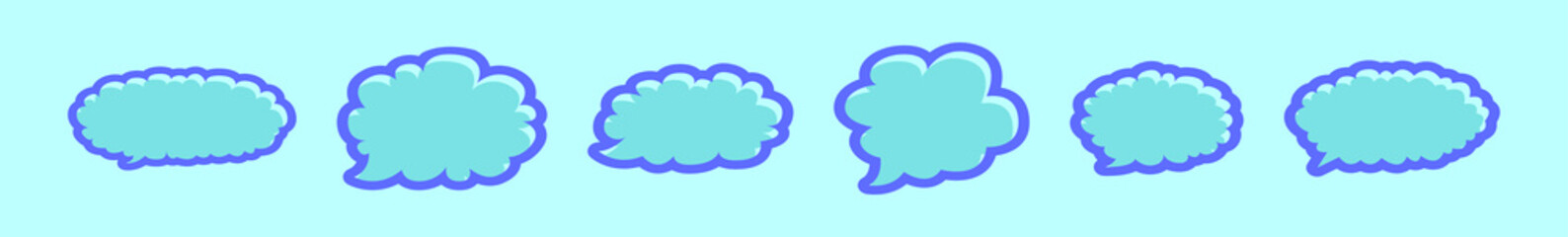 set of speech bubbles cartoon icon design template with various models. vector illustration isolated on blue background