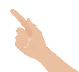 Woman hand on white background, flat design vector illustration