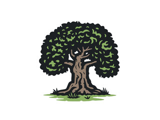 A mighty tree. Vector illustration. Color version.