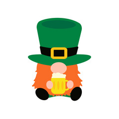 The gnomes wear a top green hat holding a clover. A symbol of good luck in st.patrick's day