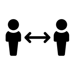 Social distancing between people, two person standing with safe distance to prevent coronavirus infection vector icon concept